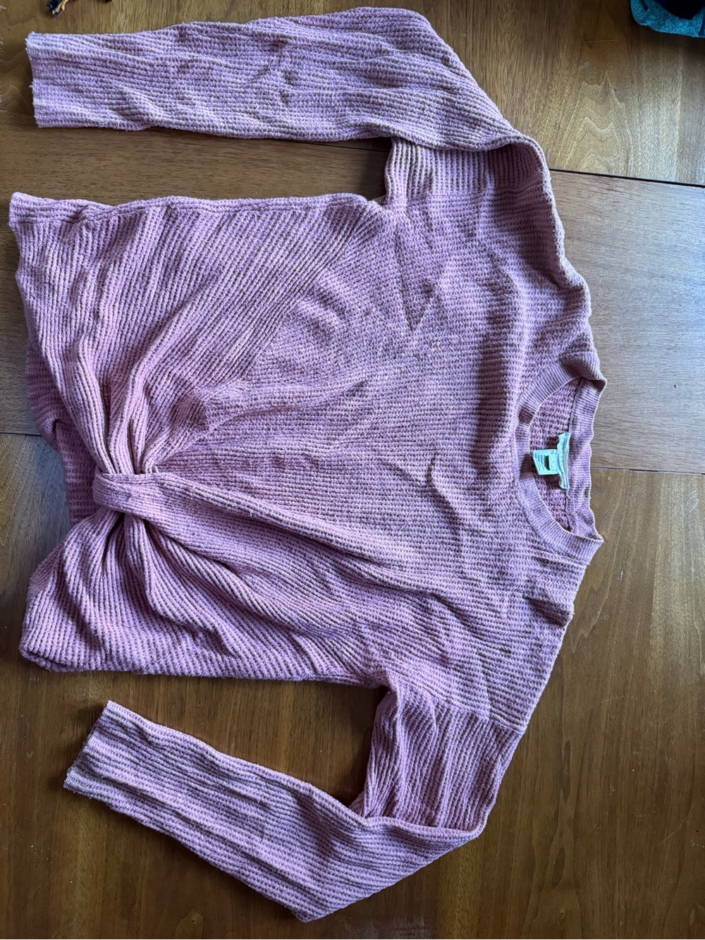 lovestitch Twist-Front Scoop Neck Sweater - Dusty Rose